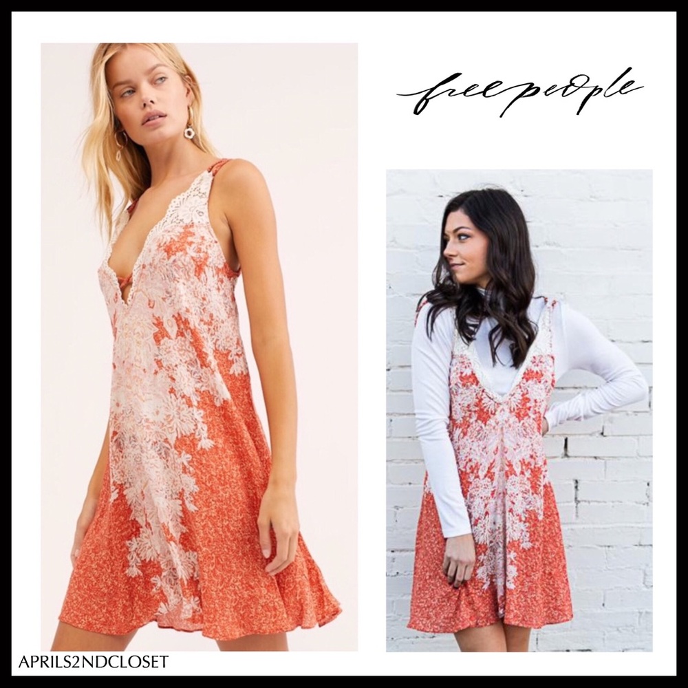 FREE PEOPLE BOHO LACE FLOWY SLIP MINI DRESS. A3C - Picture 1 of 16